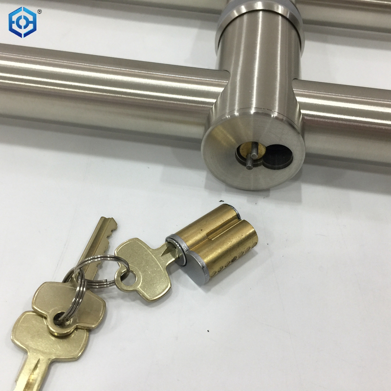 Stainless Steel Cylinder And Thumbturn Glass Door Pull Handle Locking Ladder Pull