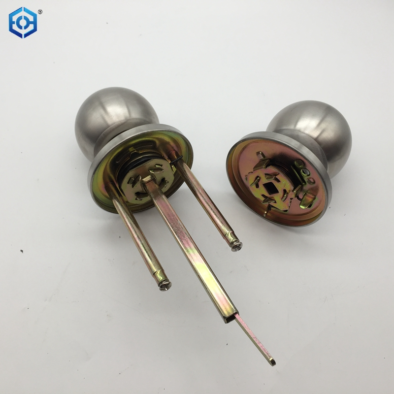 Silver Stainless Steel Round Door Knobs Handle Entrance Bathroom Passage Lock