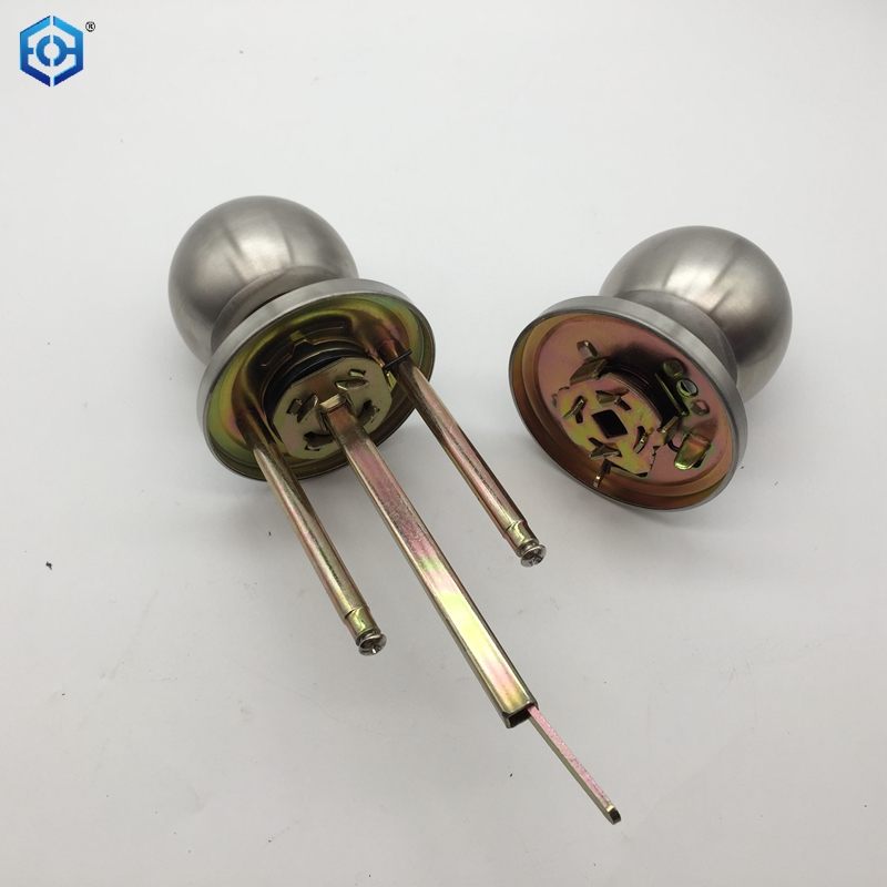 Silver Stainless Steel Round Door Knobs Handle Entrance Bathroom Passage Lock