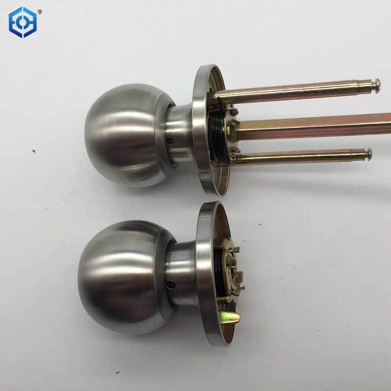 Silver Stainless Steel Round Door Knobs Handle Entrance Bathroom Passage Lock