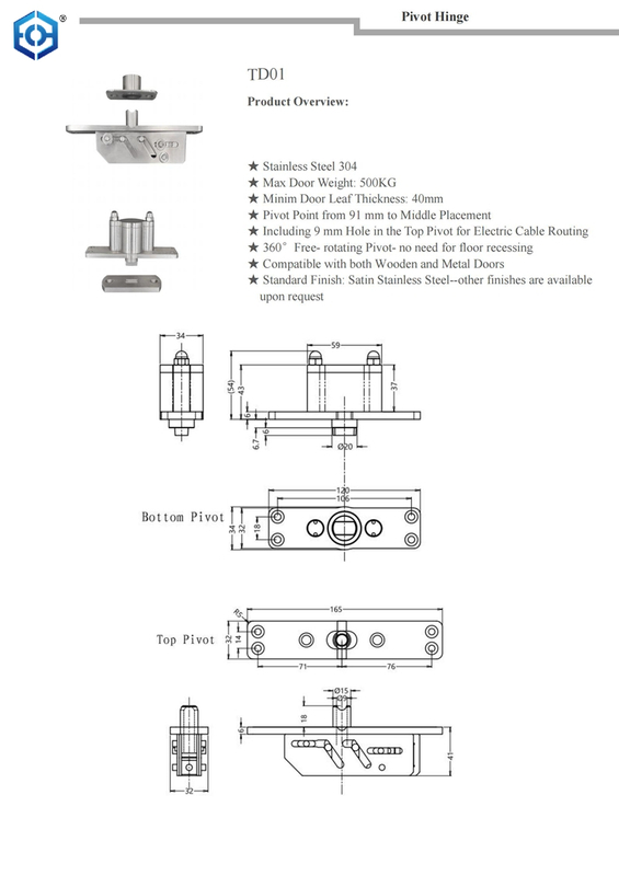 Stainless Steel Bathroom Offset Door Center Hardware Fittings 500kg Floor Spring 360 Degree Rotating Sky Axis Door Hinge