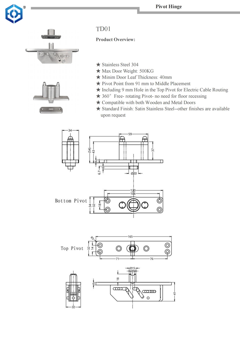 Stainless Steel Bathroom Offset Door Center Hardware Fittings 500kg Floor Spring 360 Degree Rotating Sky Axis Door Hinge