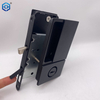 Black Zinc Alloy Sliding Pocket Door Hardware Passage Privacy Entry Lock Set with Handles