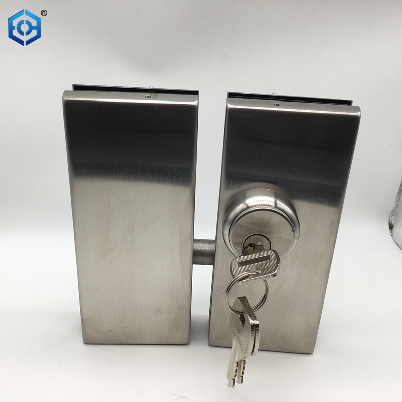 Center Mount Brushed Stainless Steel Glass To Glass Patch Lock 