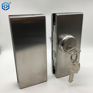 Center Mount Brushed Stainless Steel Glass To Glass Vertical Patch Lock