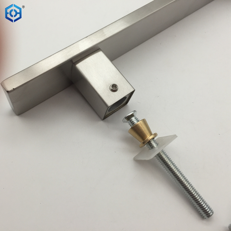 Square Glass Door Handles Stainless Steel Single Sided Door Sliding Pull Handle
