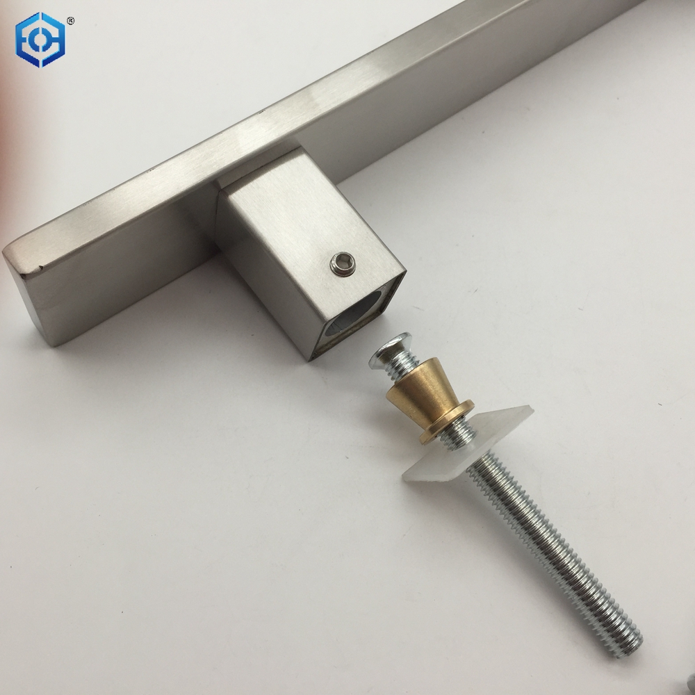 Square Glass Door Handles Stainless Steel Single Sided Door Sliding Pull Handle