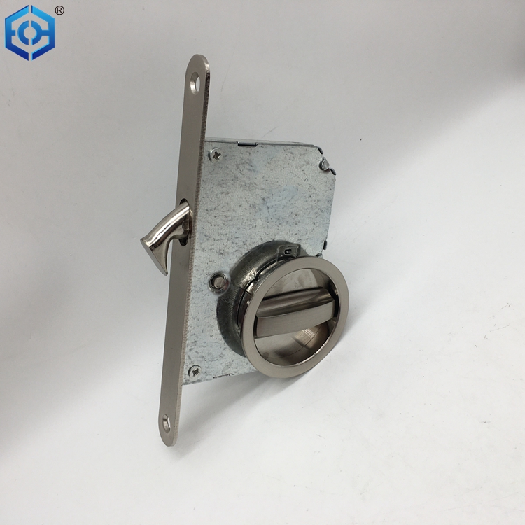 Satin Nickel Finish Zinc Alloy And Steel Pocket Sliding Door Lock