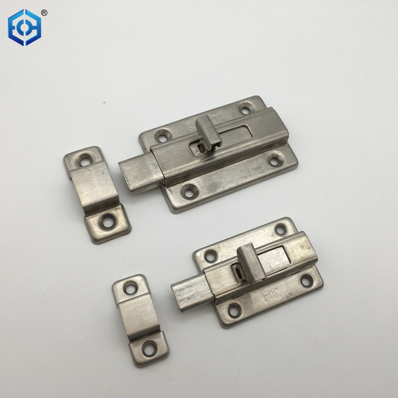 Surface Mounted Door Latches Stainless Steel 2/3/4 Inch Long Double-ended Bolt Silver Sliding Lock