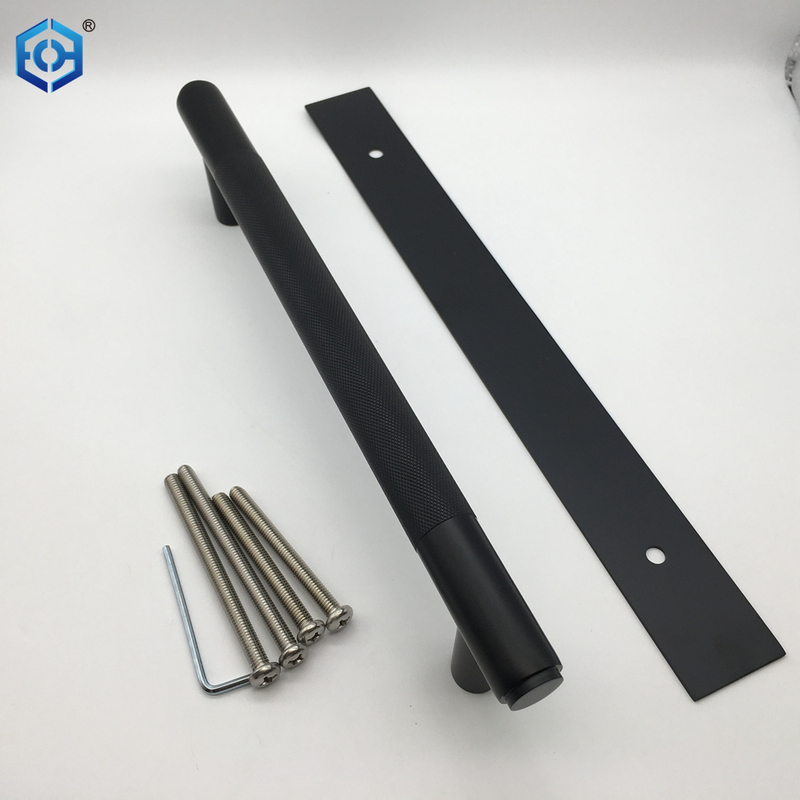 Black Stainless Steel Knurled Pull Handles On Backplate