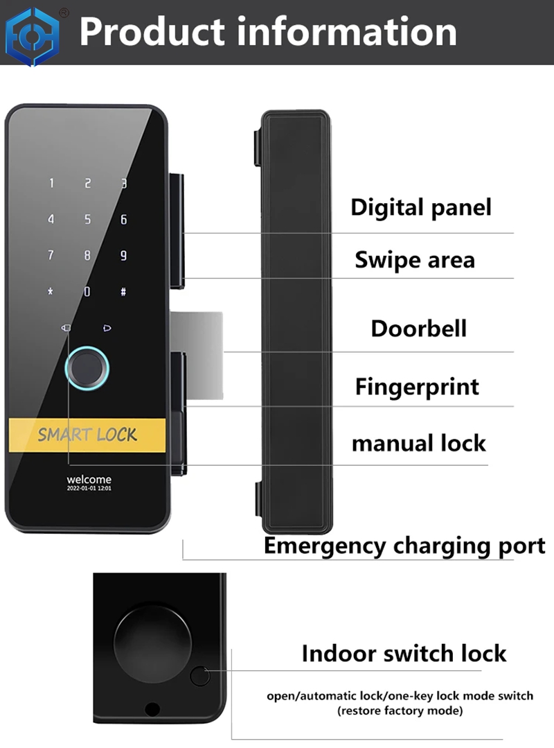 Glass Door Smart Fingerprint Password Lock Remote Access Control System ...