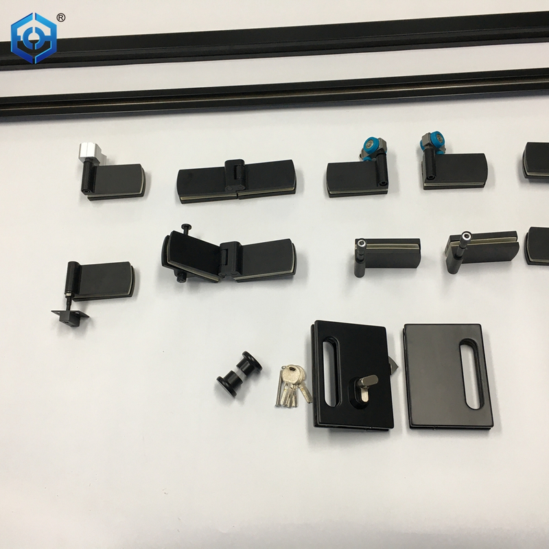 EC Hardware Black Stainless Steel Glass Folding Door System Accessories GS4000 Frameless Bi Fold Glass Door Hardware Fitting
