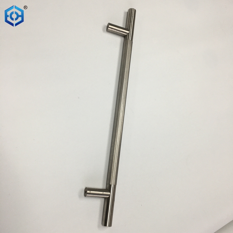 Antique Brass Stainless Steel Knurled T Bar Glass Door Pull Handle 