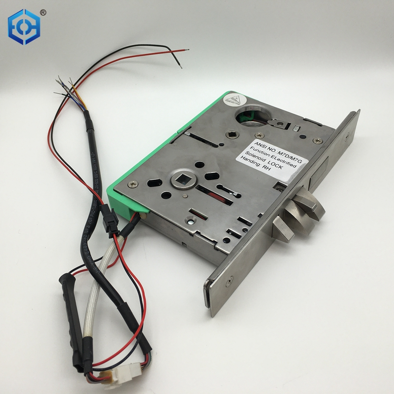 American Style Satin Nickel Stainless Steel Electrified Solenoid Mortise Lock
