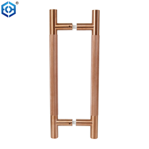 Rose Gold Stainless Steel H Type Knurled Pull Handle Glass Door