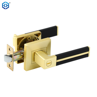 Black Leather Zinc Alloy Keyed Heavy Duty Square Door Handle Lock Reversible for Left Right Handed