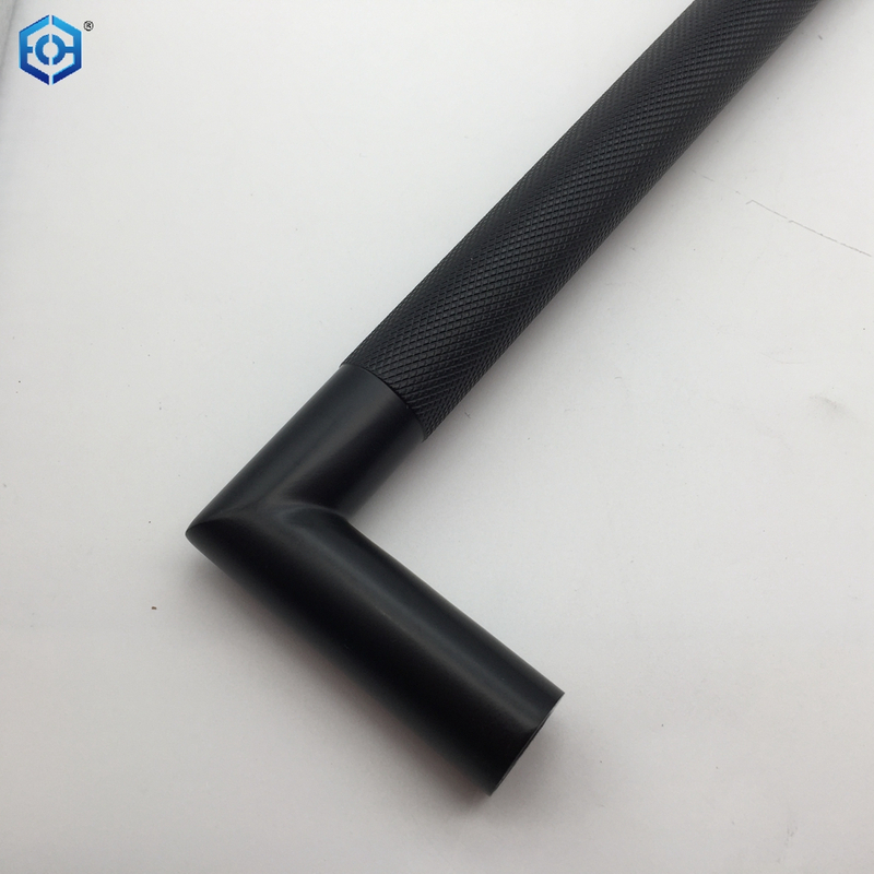 Black Stainless Steel D-Shaped Tubular Back-to-Back Knurled Pull Handles for Glass Door