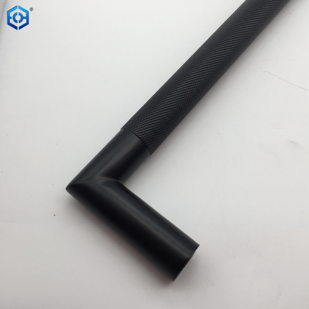 Black Stainless Steel D-Shaped Tubular Back-to-Back Knurled Pull Handles for Glass Door