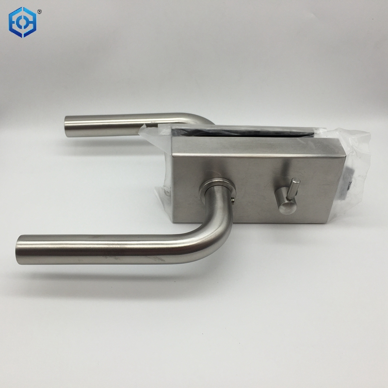 Silver Stainless Steel Frameless Glass Door Lock with Indicator Privacy Function 