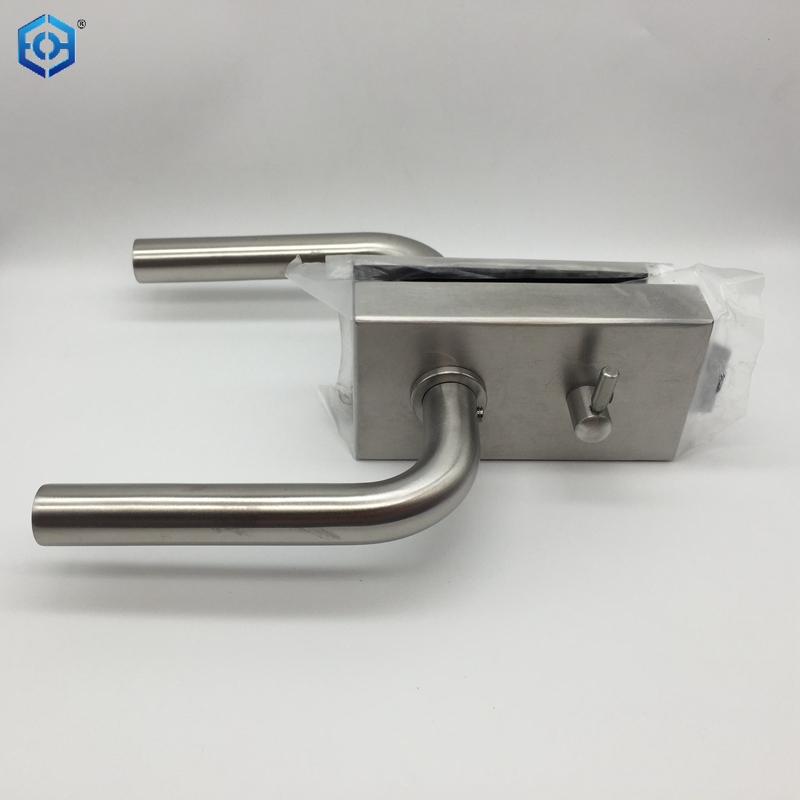Silver Stainless Steel Frameless Glass Door Lock with Indicator Privacy Function 