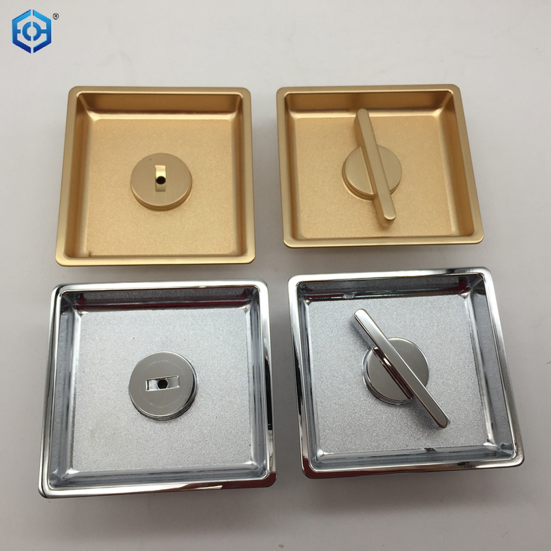 Golden And Chrome Zinc Alloy Large Panel Sliding Door Lock with Double Hook