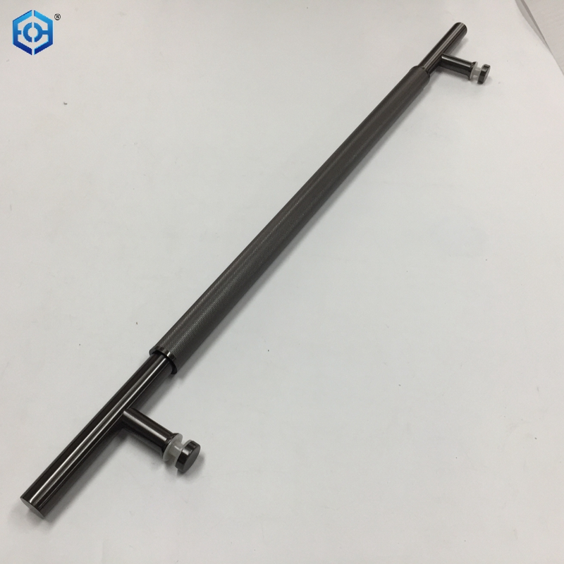 Grey Stainless Steel Knurled T Bar Single Single Glass Door Pull Handle