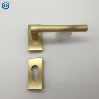 New Design Golden Solid Brass Door Handle with Scroll Lever on Latch Backplate