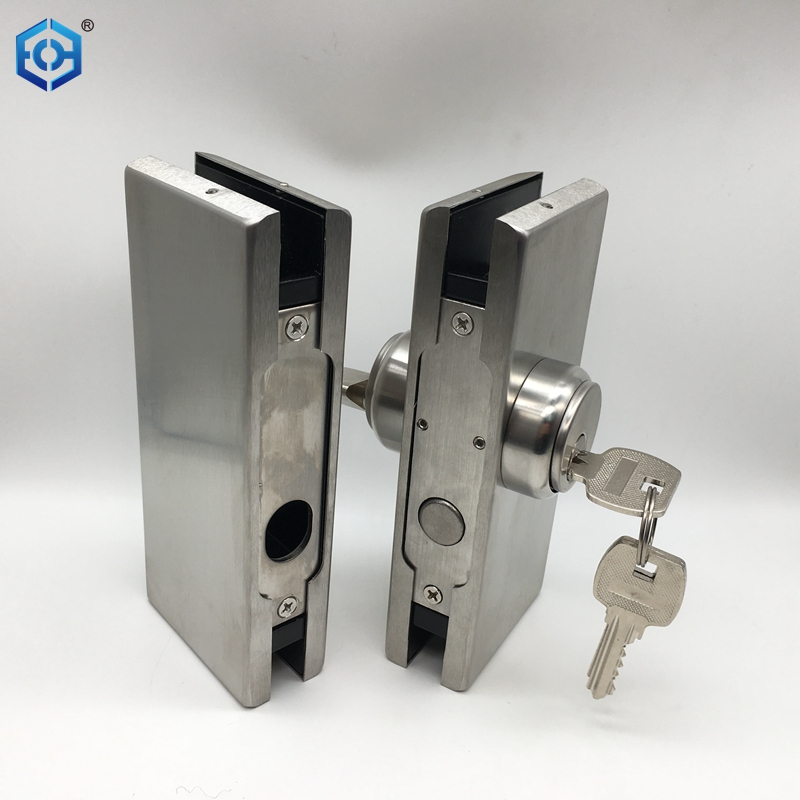 Center Mount Brushed Stainless Steel Glass To Glass Patch Lock 