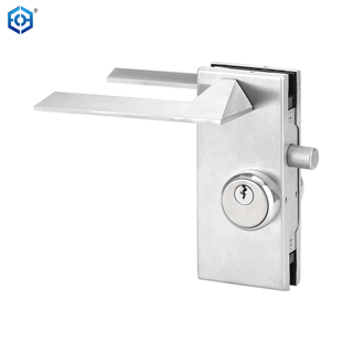 Stainless Steel Frameless Glass Door Lock with Handle And Keys Commercial Office Glass Partition Lever Patch Lock