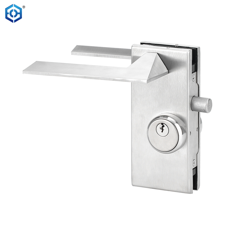 Stainless Steel Frameless Glass Door Lock with Handle And Keys Commercial Office Glass Partition Lever Patch Lock