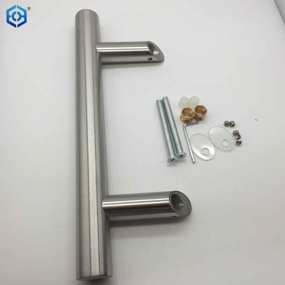 Stainless Steel 304 Offset Round Style Back To Back Glass Door Barn Door Push Pull Handle
