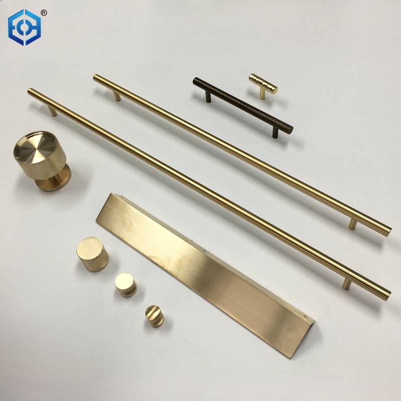 Various styles Solid Brass Furniture Handles T-bar Light Luxury Fashion Gold Wardrobe Dresser Cupboard Cabinet Drawer Pulls