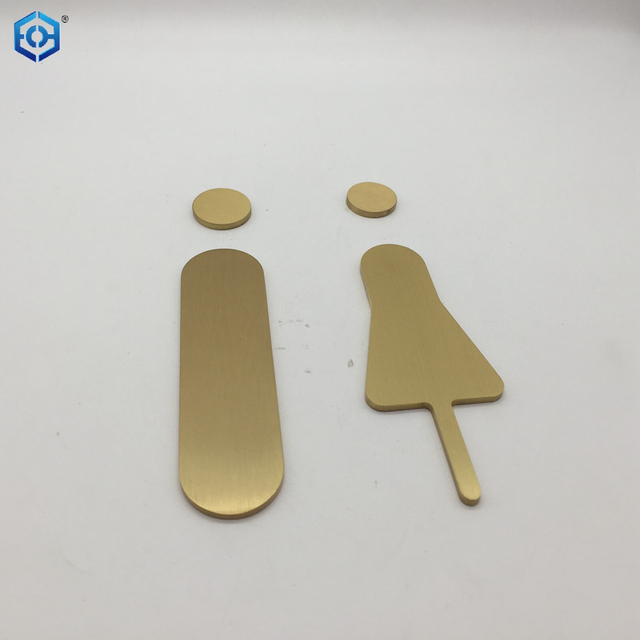 Black Gold Color Toilet Sign Plate Brass Wash Room Door Wall Label Sticker Wc Holder Signage BoardNest