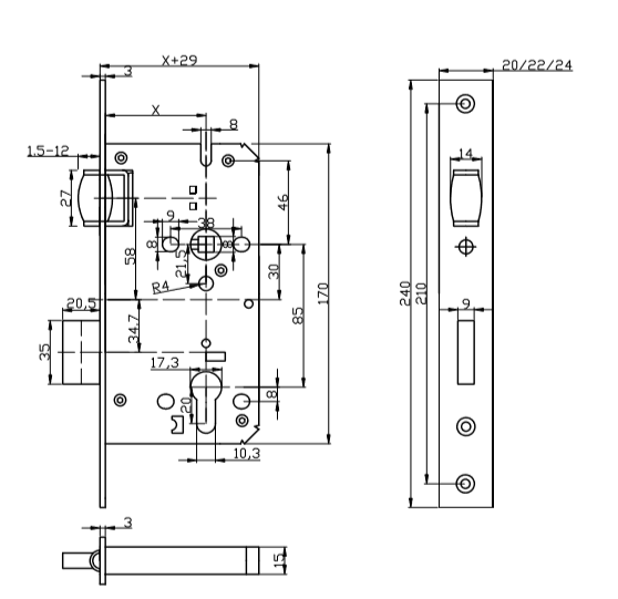 Germany And European Stainless Steel Standard Ball Catch Mortise Door Lock  - Buy mortise lock, mortice lock, mortice deadlock Product on EC HARDWARE