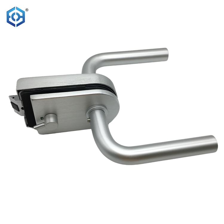 Silver Camber Aluminum Lever Security Glass Door Lock With Indication