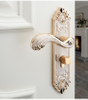 European Style Interior Door Lock Ivory White Bedroom Universal Mute Door Handle Solid Wood Door Lock Household Locks 