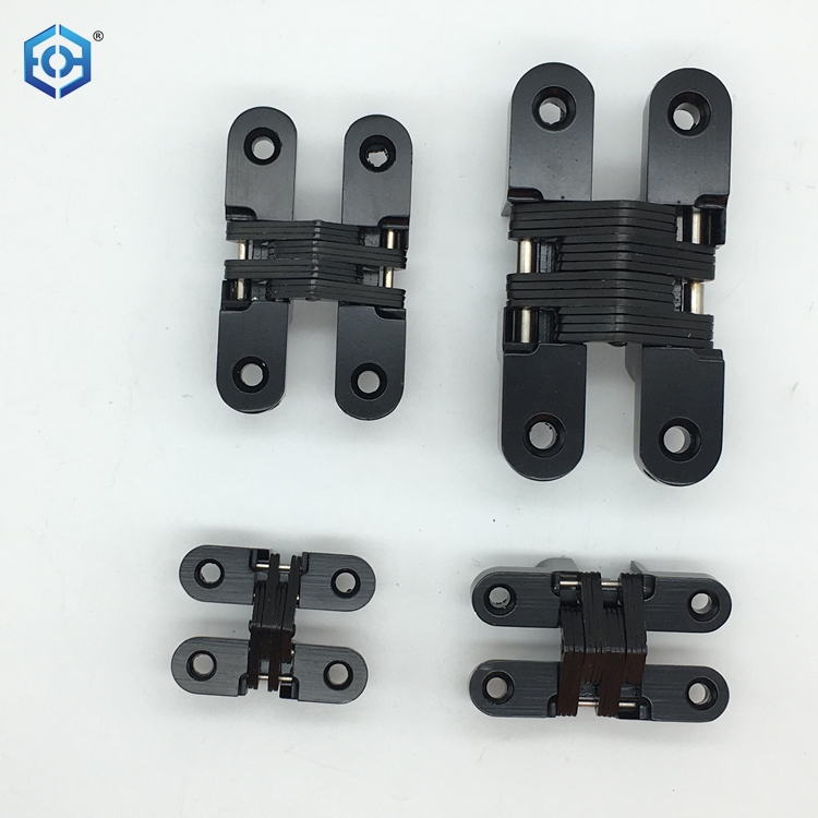 Black Zinc Alloy And Stainless Steel 180 Degree Concealed Invisible Hinges