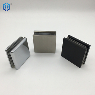 Polished Nickel Brass Square Style Hole in Glass Fixed Panel U-Clamp Glass Clip