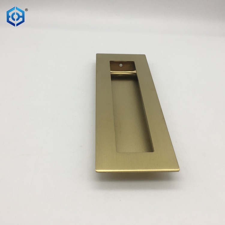 Golden Stainless Steel Rectangle Concealed Flush Pull Handle For Sliding Door