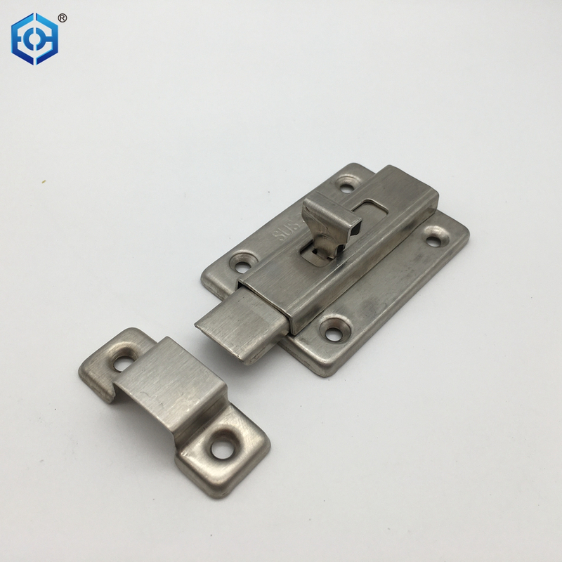 Surface Mounted Door Latches Stainless Steel 2/3/4 Inch Long Double-ended Bolt Silver Sliding Lock