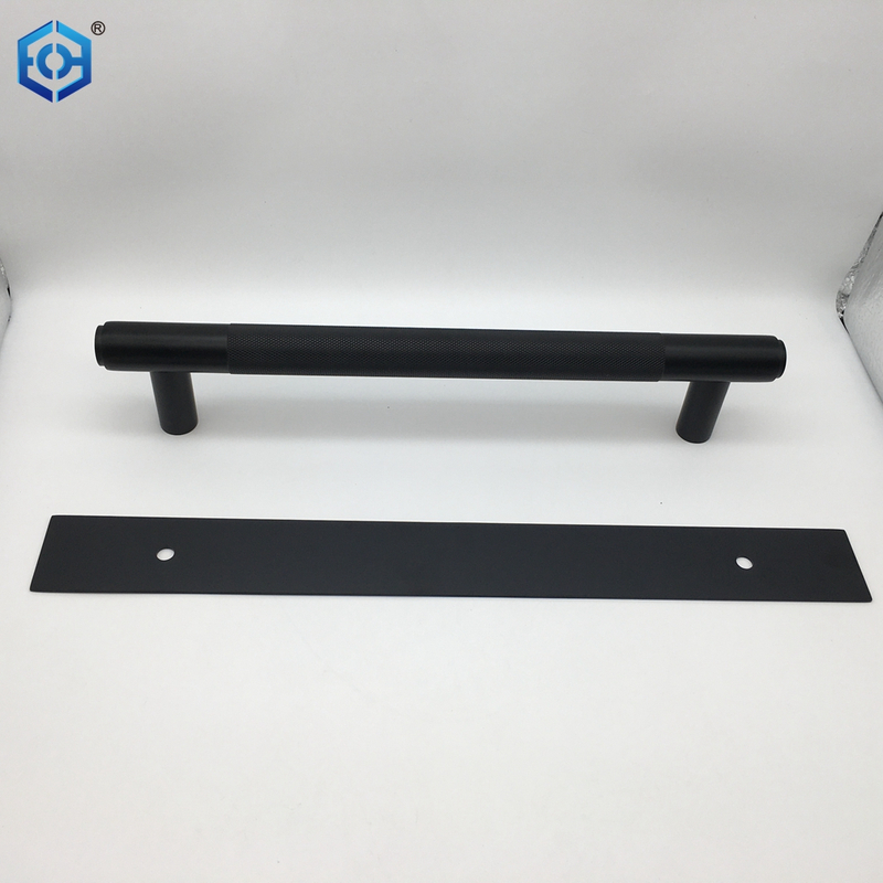 Black Stainless Steel Knurled Pull Handles On Backplate