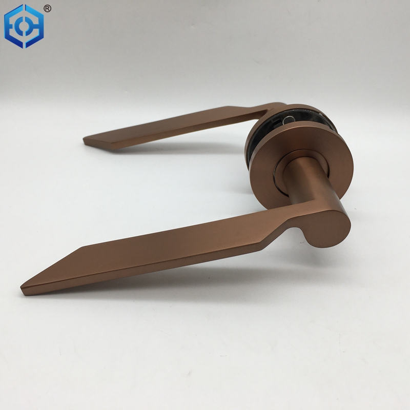 New Design Stainless Steel Solid Door Handle Lever on Round Rose Lever Set Rose Gold