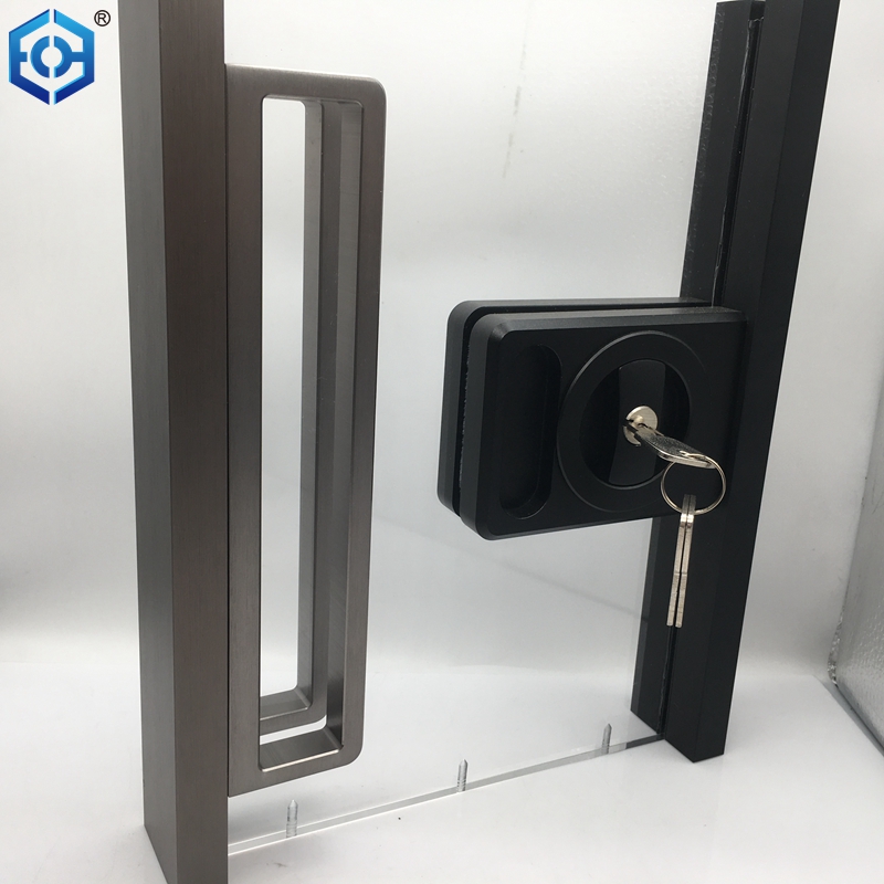Sliver Grey Aluminium Sliding Door Handles And Locks For Slim Frame Glass Doors