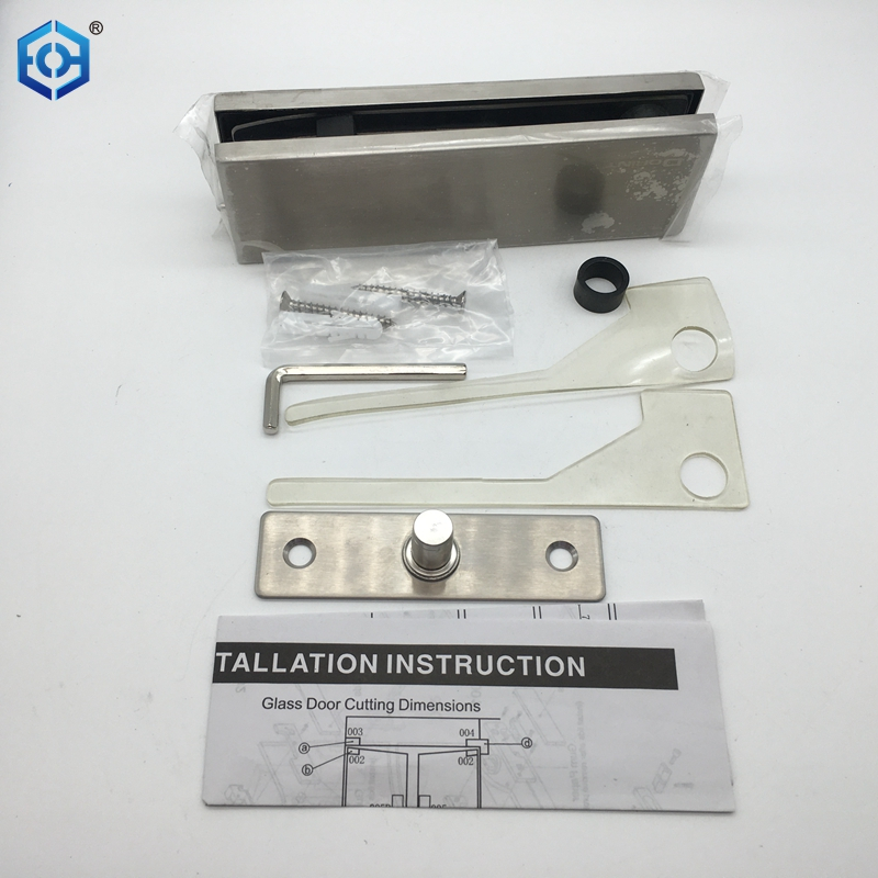  Brushed Stainless Bottom Door Patch Fitting with Bottom Insert For 3/4" Glass