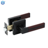 Black Leather Zinc Alloy Keyed Heavy Duty Square Door Handle Lock Reversible for Left Right Handed
