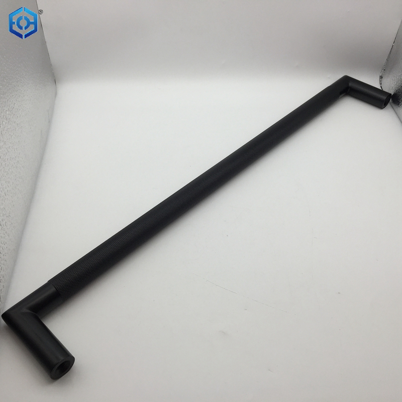 Black Stainless Steel D-Shaped Tubular Back-to-Back Knurled Pull Handles for Glass Door