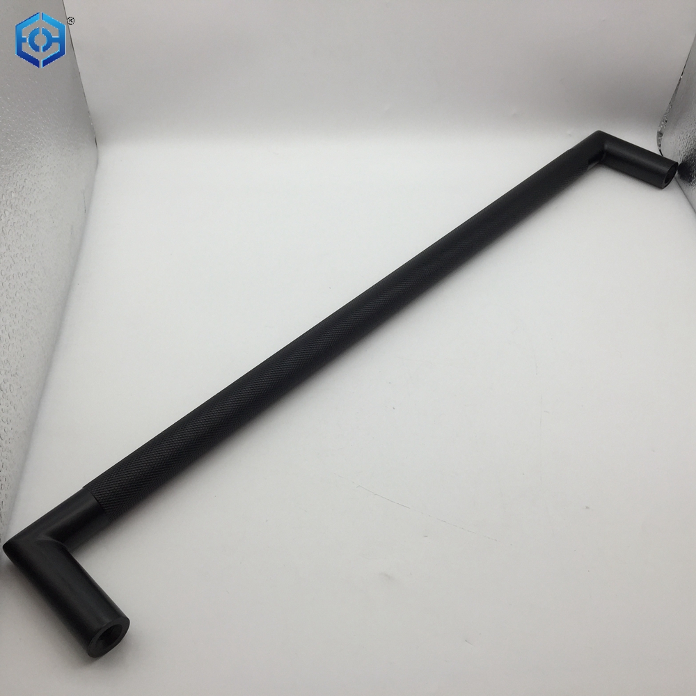 Black Stainless Steel D-Shaped Tubular Back-to-Back Knurled Pull Handles for Glass Door