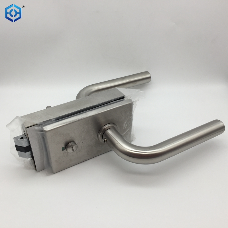 Silver Stainless Steel Frameless Glass Door Lock with Indicator Privacy Function 