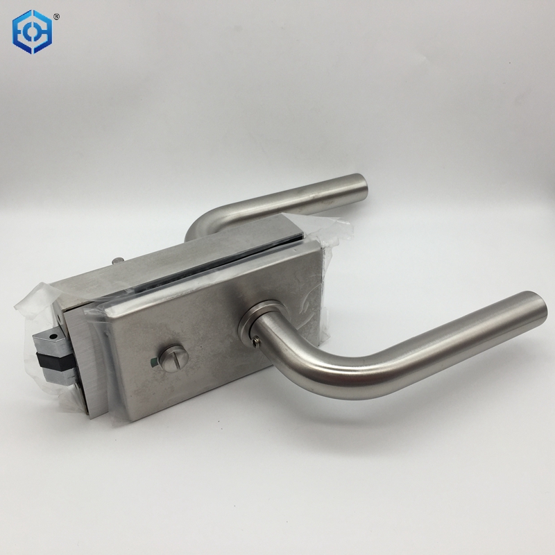 Silver Stainless Steel Frameless Glass Door Lock with Indicator Privacy Function 