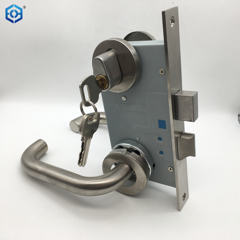 Stainless Steel Aisle Door Fire Lock Can Be Installed on Both Sides Suitable for Thickness 1.37-2.16 Inches Door
